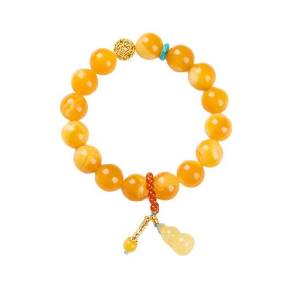 Yellow Chicken Grease Beeswax Gourd Fu Lu Bracelet