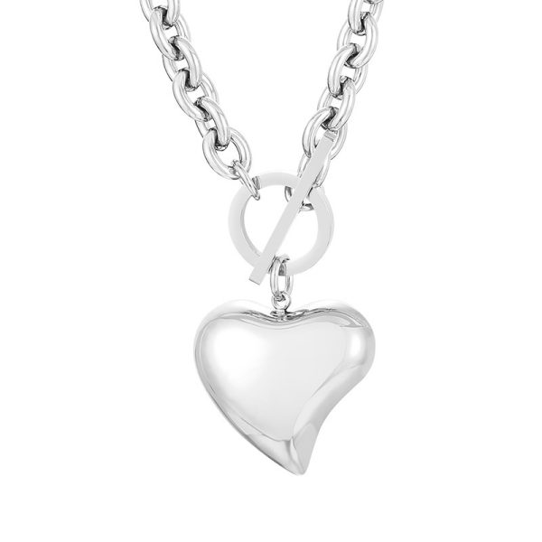 Titanium Steel Heart OT Buckle Necklace Women's Jewelry Set