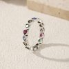 S925 Sterling Silver French Retro Distressed Love Heart-shaped Ring