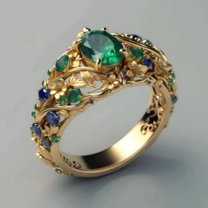 Hollow Carved Color Zircon Ring Elegant Affordable Luxury Style Ring
