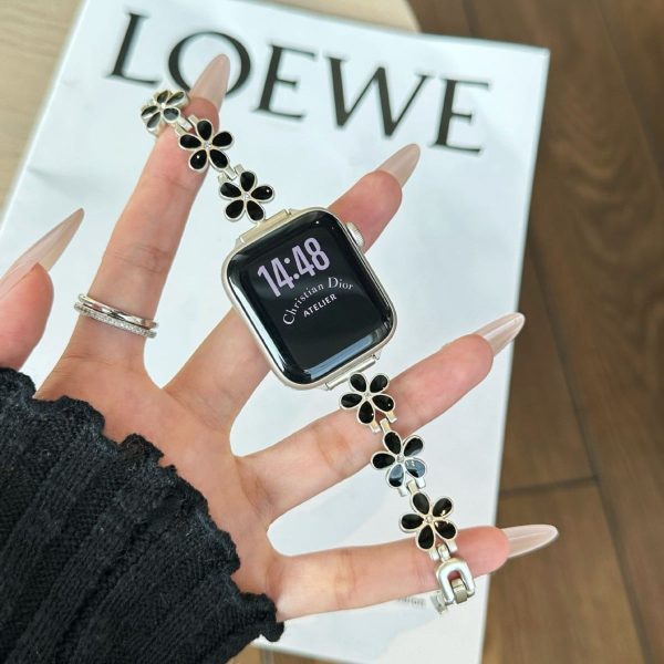 Five Petal Flower Shadow Metal Chain Watch Band