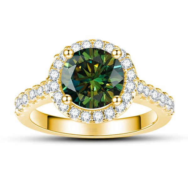 1 Karat 65mm Color Moissanite Ring Gold Ring Shank S925 Sterling Silver Moissanite