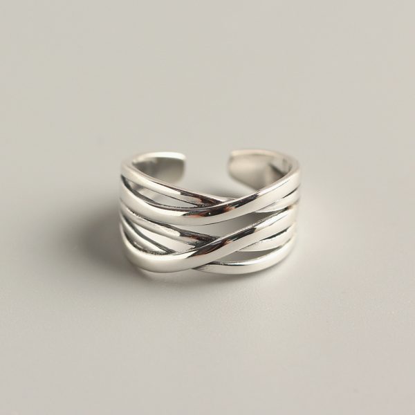 S925 Sterling Silver Vintage Weave Ring For Women