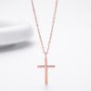 New S925 Sterling Silver Necklace Simple Glossy Cross Pendant Clavicle Chain Fashionable All Match Jewelry