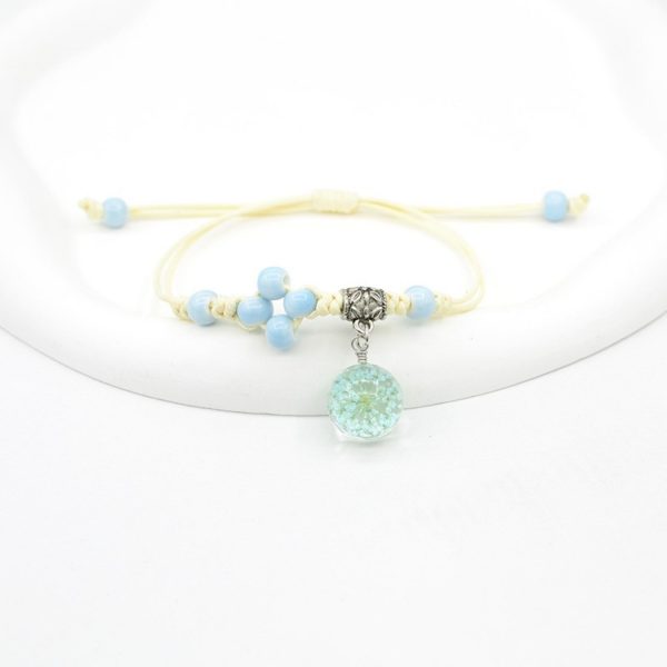Glass Dried Flower Bracelet Real Flower Lace Flower