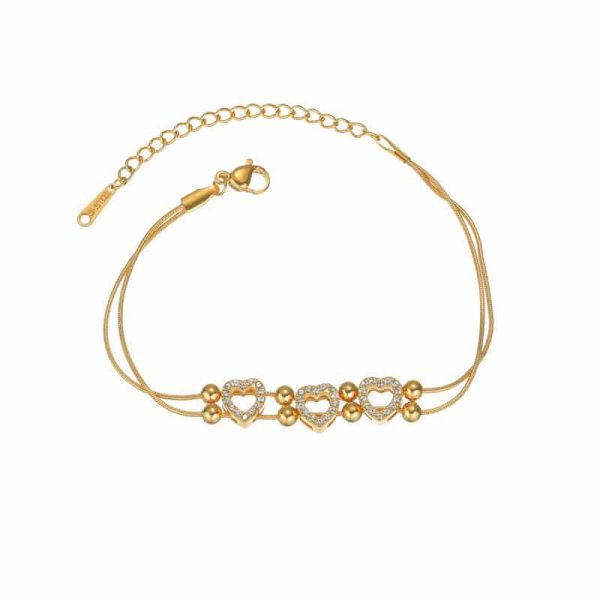 Stainless Steel 18K Gold Love Diamond Bracelet
