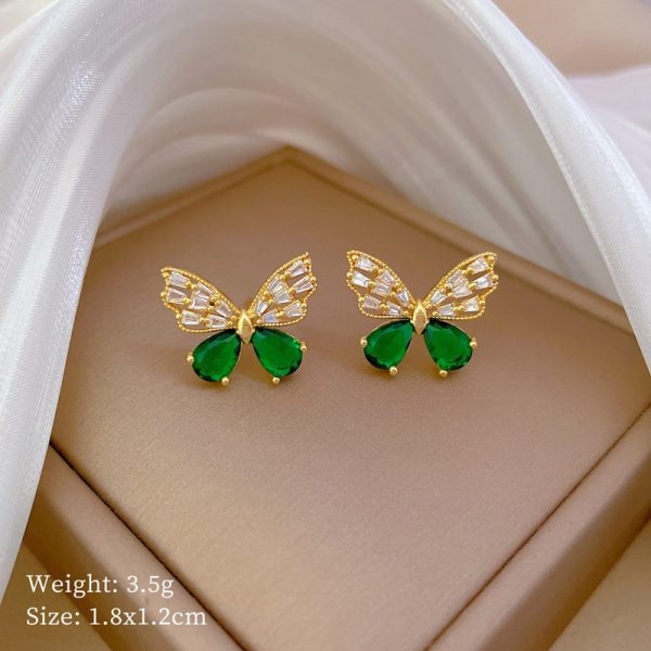 Hollow Butterfly Necklace And Earrings Suite Light Luxury Micro-inlaid Personality
