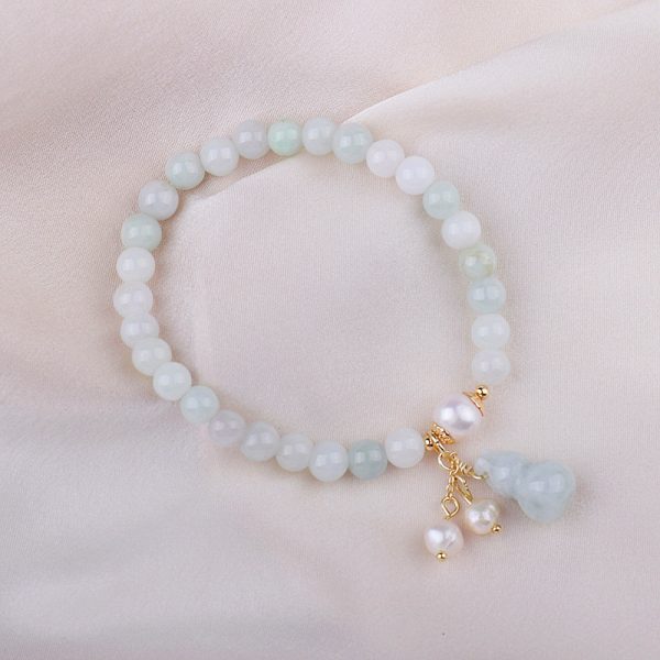 Natural Emerald Jade Ins Special-interest Design Pearl Jade Gourd Bracelet