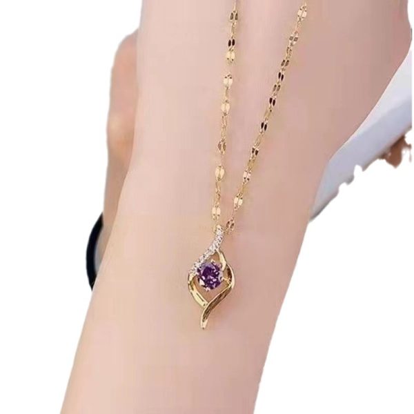Light Luxury Minority Design Purple Pendant Necklace For Women