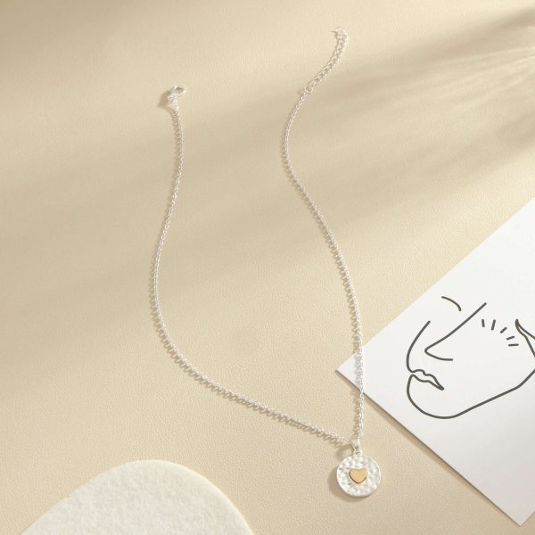 Women's Beating Pattern Shape Middle Inlaid Love Pendant Necklace