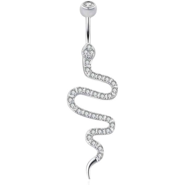 Belly Button Nails With Sterling Silver Snake Set With Zircon