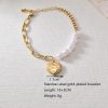 Heart Bracelet Stainless Steel Gold-plated Pearl Handmade Chain