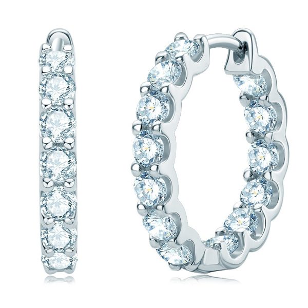 Full Diamond Moissanite Light Luxury Earrings Sterling Silver Fashion Luxury High Sense Ear Ring