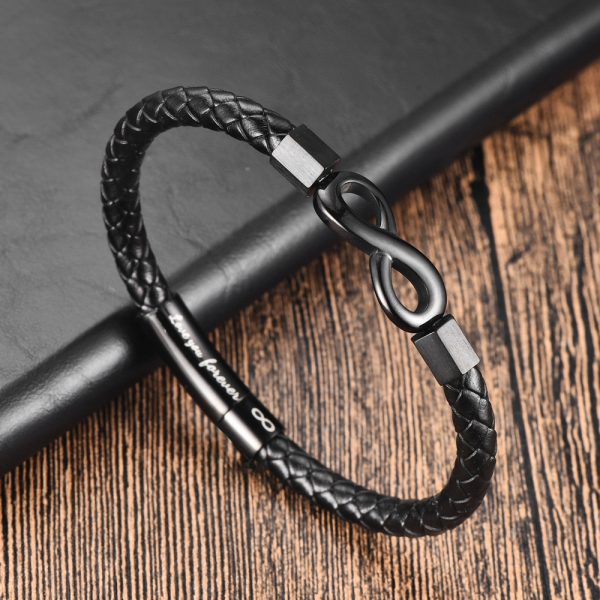 Leather Bracelet Vintage Leather European And American Stainless Steel