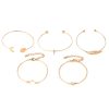 Five Pieces Ladies Bracelets Boho Punk Moon Leaf Crystal Protein Bracelet Set Boho Beach Bracelet Jewelry