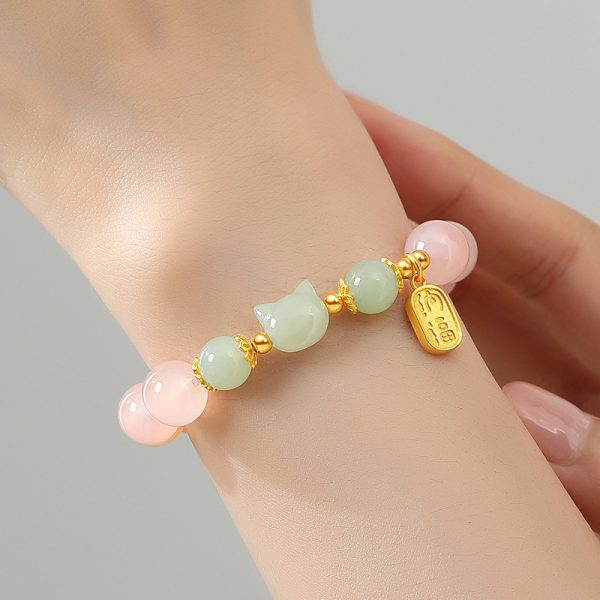 Red Agate Bracelet Hetian Jade Cat National Style