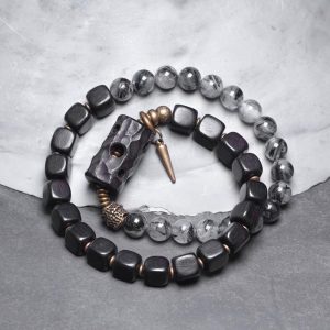 Ethnic Style Black Hair Crystal Mixed Handmade Texture Bracelet