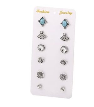 Explosion models retro turquoise shells a variety of 6 pairs of earrings set combination earrings jewelry women's