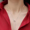 Silver Necklace Moissanite Interlocking Pendant For Women
