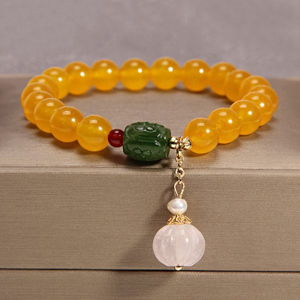Yellow Agate Crystal Bracelet Female Gold Silk