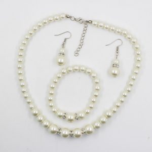 Fast sell hot bridal decorations, wedding jewelry set, pearl necklace, earring, bracelet wholesale