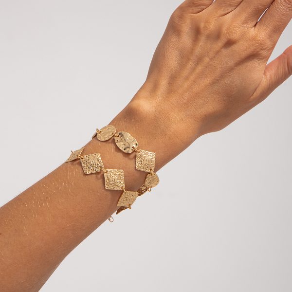 Punk Niche Geometric Square Hammered Round Bracelet