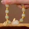 Women's Green Lucky Jade Black Hand Bracelet