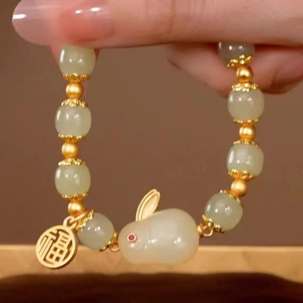 Women's Green Lucky Jade Black Hand Bracelet
