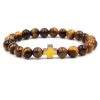 Agate Jewelry Tigereye Matte Stone Black Magnet Cross Bracelet