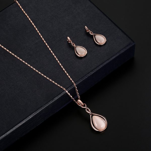 European and American foreign trade popular jewelry diamond gemstone necklace earrings set