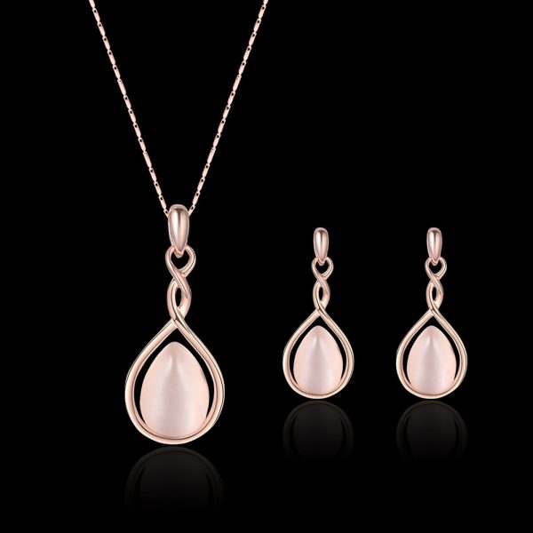 European and American foreign trade popular jewelry diamond gemstone necklace earrings set