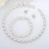 Bridal bridal accessories 8MM handmade pearls, Rhinestone necklaces, necklaces, bracelets, earrings, three sets of suits