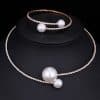 The bride wedding accessories crystal pearl diamond drill collar Necklace Bracelet Adjustable two piece suit