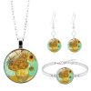 Kiss Time Gemstone Fashion Silver Bracelet Earrings Jewelry Set