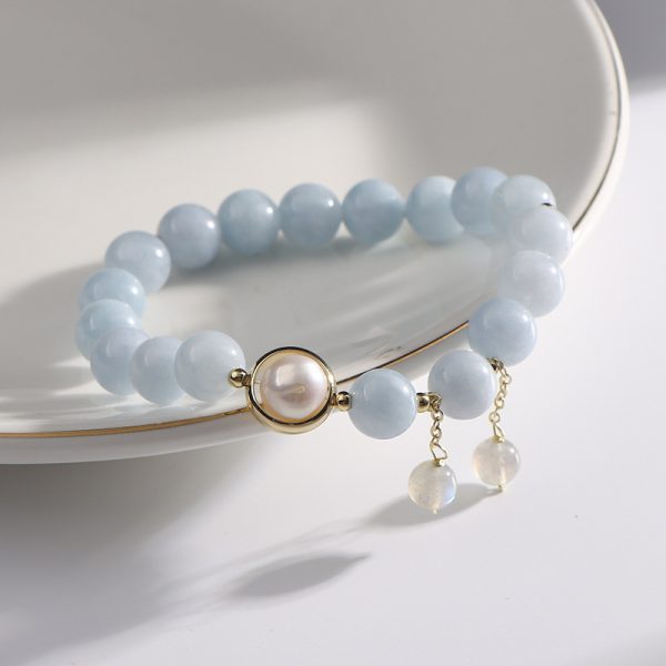 Aquamarine Freshwater Pearl Bracelet For Women