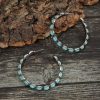 Retro Western Style Turquoise Large Circle C- Shaped Turquoise Eardrop Earring
