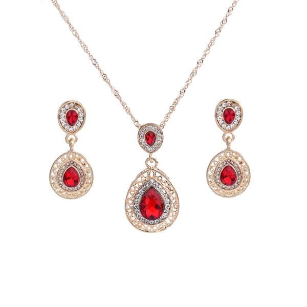 Crystal Drop Earrings Necklace Set Dress Acessories