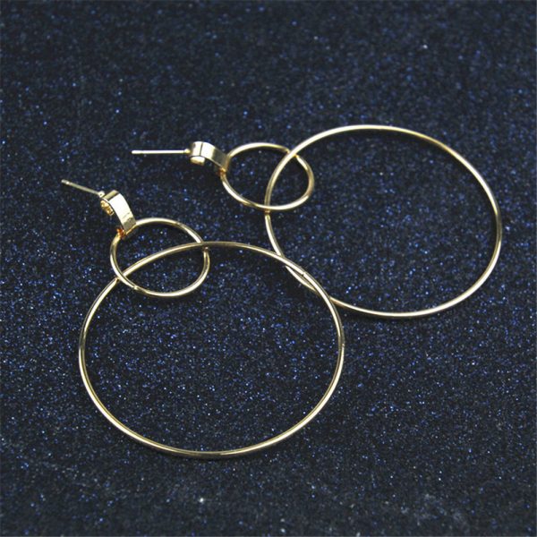 Simple size circle combination geometric earrings