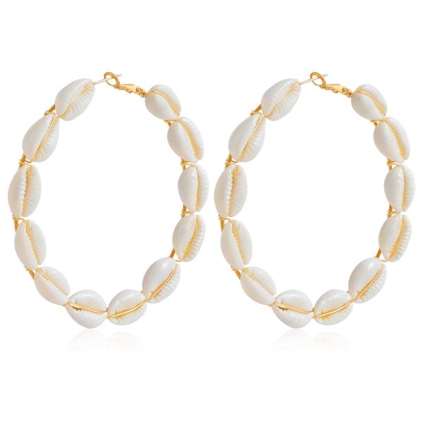 Women's Exaggerated Geometric Big Circle Shell Earrings