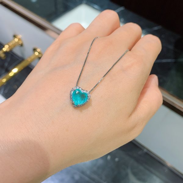 Imitation Paraiba Jewelry Set Heart Shape