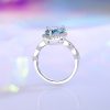 Colored Gems Ring Female S925 Sterling Silver Ocean Blue Temperament Commute