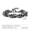 Stainless Steel Twist Thick Retro Male Gray Bracelet