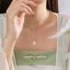 Sterling Silver 925 Hetian Jade Necklace Peace Buckle Clavicle Ins Ginkgo Leaf Pendant