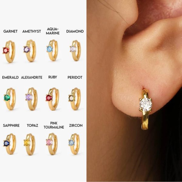 Twelve Birthday Stone Earrings Claw Set