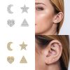 Flower Diamond-encrusted Overlay Wear Stacked Earrings Set Studs Ear Clips