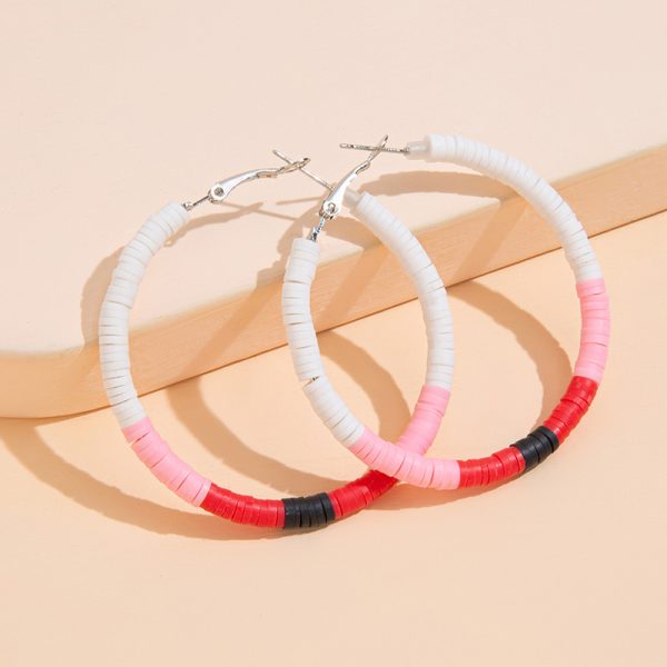 Bohemian  Color Circle Pottery Clay Earrings Handmade Soft Pottery Earrings Cross-border Hot Sale Earrings