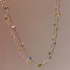 Square Color Fine Clavicle Chain Necklace Light Luxury