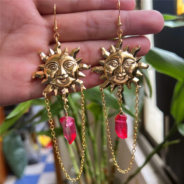 Sun Crystal Stone Earrings Jewelry