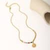 18K Gold Natural Stone Opal Sun Pendant Color Stone Necklace