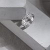All-match Hammered Texture S925 Openning Silver Ring Female